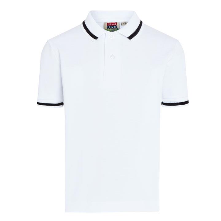 David Luke Eco Stripe Trim Pique Poloshirt - The School Shop UK