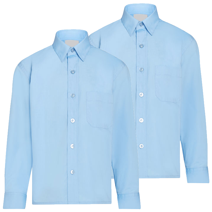 Twin Pack Boys Long Sleeve Shirts Blue - The School Shop UK